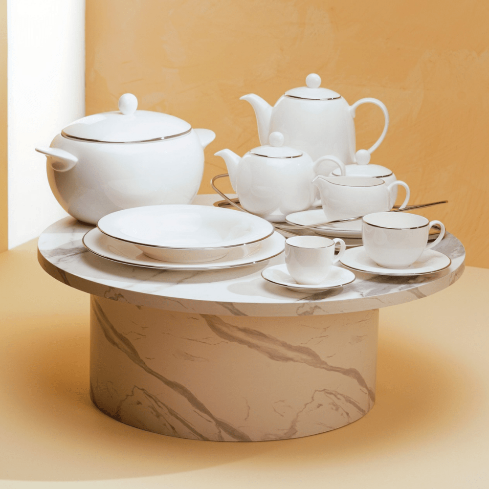 Aparelho de chá, café e jantar de porcelana BRE - Galeria Alphaville