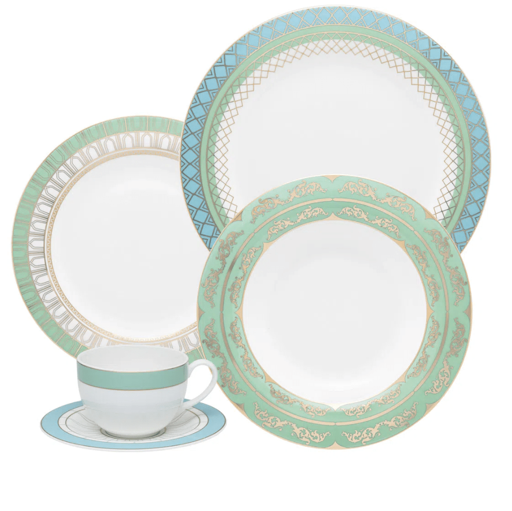 Conjunto de Louça de Porcelana - Pratos de Jantar 48 peças de cerâmica  Conjuntos de jantar, tigela/prato/sopa pote/colher, Louça de jantar Floral  padrão combinação de mesa conjunto para present