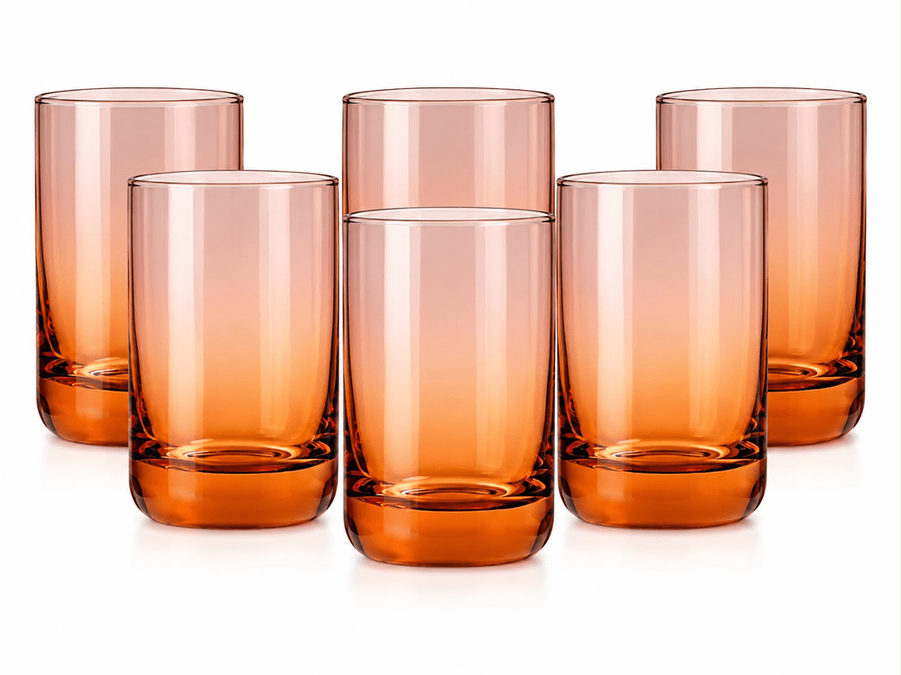 Copo Baixos Canon em Vidro Laranja 240ml 06 Peças - L`hermitage
