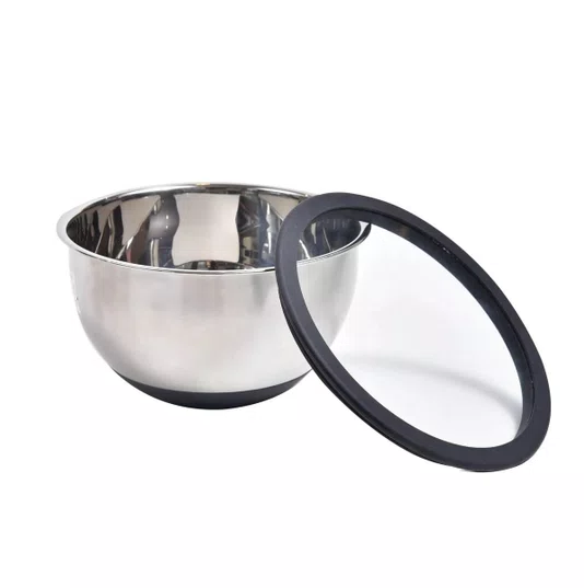 Bowl Pote Kit com 3 Inox com Tampa Vidro 1,5/3/5L - Kenya
