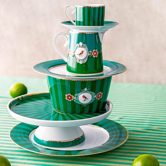 Açucareiro Medallion Esmeralda/verde Love Birds - Pip Studio