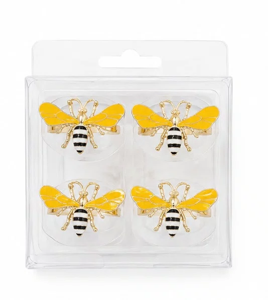 Anel Argola Guardanapo Honey Bee Abelha - 04 unidades