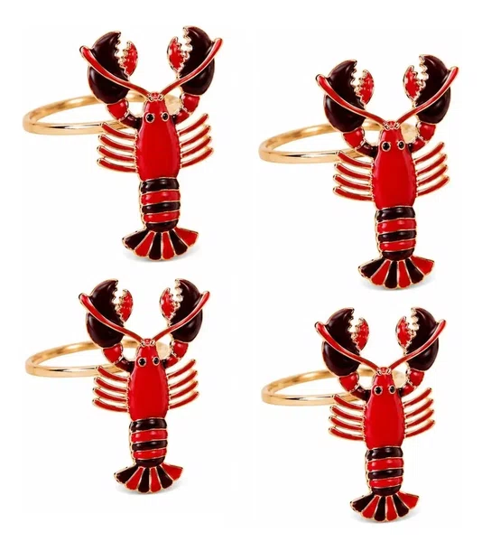 Anel Argola para Guardanapo Lagosta Lobster - 4 Unidades