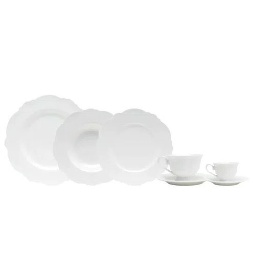 Aparelho de Jantar 42pçs Porcelana Maldivas Branco - Wolff