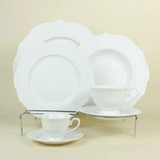 Aparelho de Jantar 42pçs Porcelana Maldivas Branco - Wolff