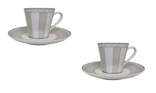 Aparelho de Jantar e Café Porcelana Carnivale Cinza 24 Peças - Noritake