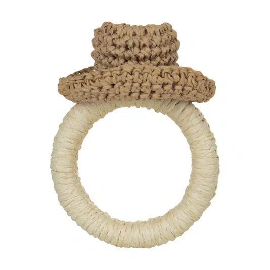 Argola para Guardanapo Fio de Palha de Ráfia Chapéu Na Superficie 2 Peças - Mameg
