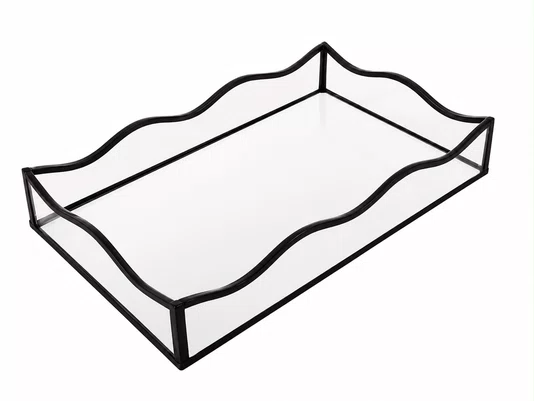 Bandeja com Espelho 15x25x4cm Preta