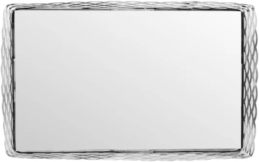 Bandeja de Metal Prata com Espelho Arles 21x14x4cm - Lyor