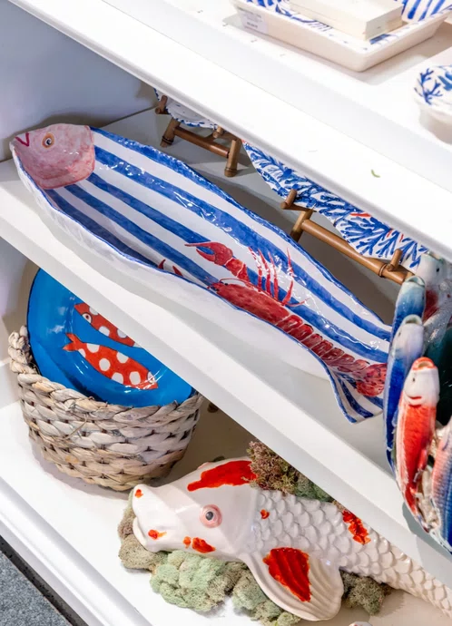 Bandeja Decorativa Peixe G com Desenho - Zanatta Casa Produtos de Ceramica Eireli