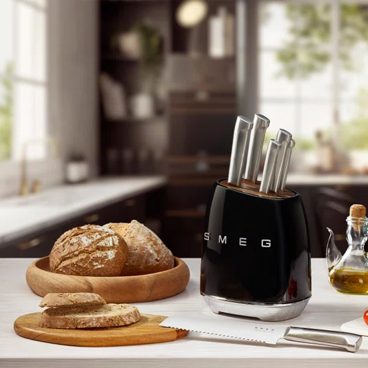 Bloco de Facas Anni 50 6unid. Preto - Smeg