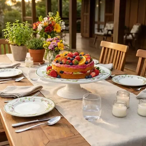 Boleira Grande com Pé Picnic Morango 34cm - Alleanza