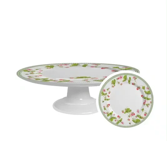 Boleira Média com Pé Picnic Morango 29cm - Alleanza