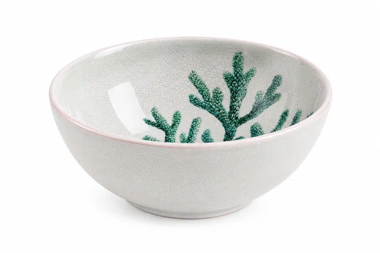 Bowl em Melamina Arredondado Desenho Coral Verde - Entrecasa