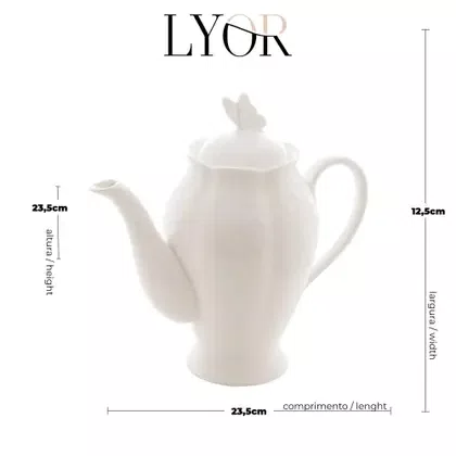 Bule de Porcelana New Bone Butterfly Flower 1l - Lyor