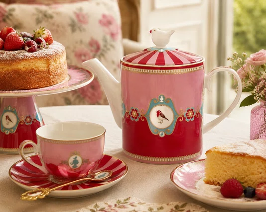Bule Medallion Rosa/vermelho Love Birds - Pip Studio