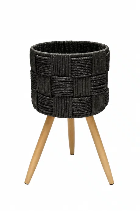 Cachepô em Palha Cestaria Transa Simples Verde 26x26x43cm - Entrecasa