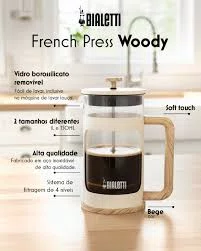 Cafeteira French Press Woody 350ml Bege - Bialetti