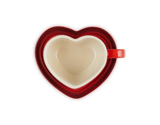 Caneca Coração com Pires 200ml Vermelho Cerise - Le Creuset