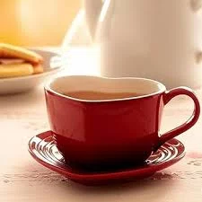 Caneca Coração com Pires 200ml Vermelho Cerise - Le Creuset