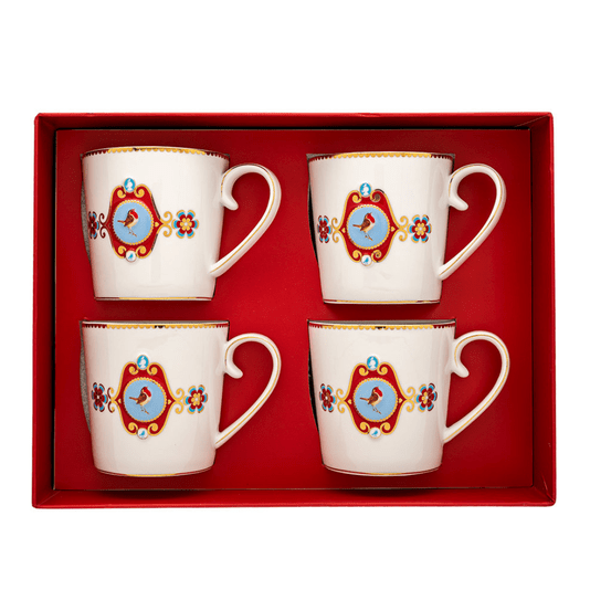 Set/4 Caneca Grande 250ml Branco - Love Birds - Pip Studio