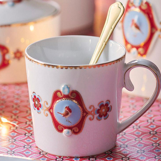 Set/4 Caneca Grande 250ml Branco - Love Birds - Pip Studio