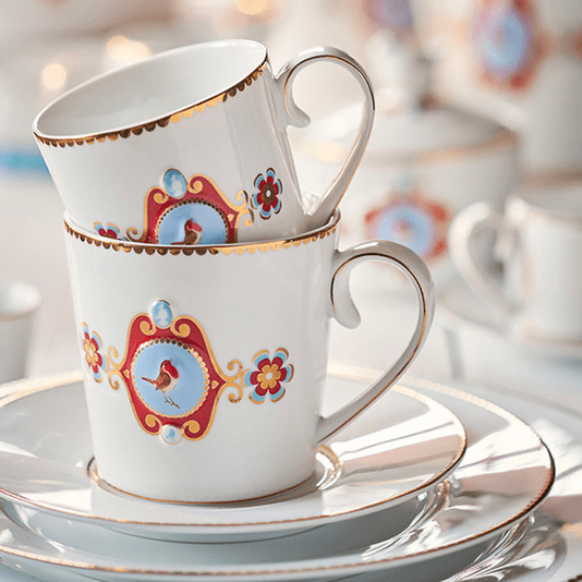 Set/4 Caneca Grande 250ml Branco - Love Birds - Pip Studio