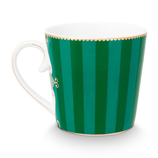 Caneca Grande Medallion Stripes Esmeralda/verde Love Birds - Pip Studio
