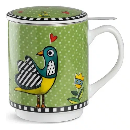 Caneca para Chá C/ Infusor 350ml Verde Cocorico - Egan Italy