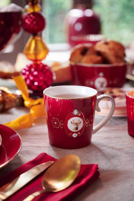 Caneca Pequena Medallion Deer Vermelho Escuro - Pip Studio