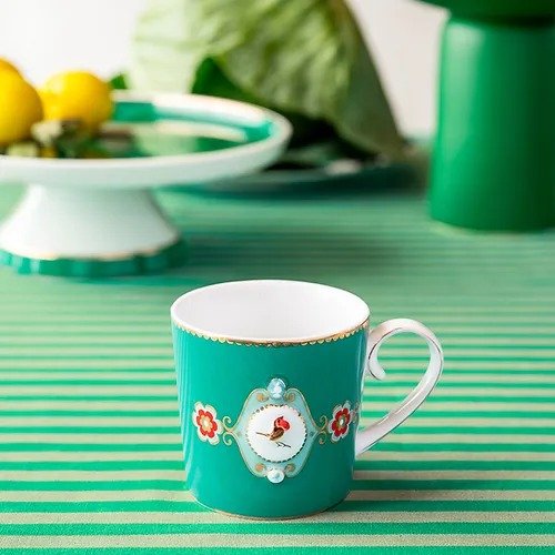 Caneca Pequena Medallion Esmeralda - Love Birds 150ml - Pip Studio