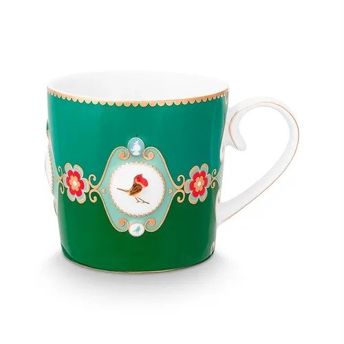 Caneca Pequena Medallion Esmeralda/verde - Love Birds 150ml - Pip Studio