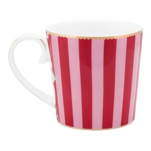 Caneca Pequena Medallion Stripes Rosa/vermelho - Love Birds - Pip Studio