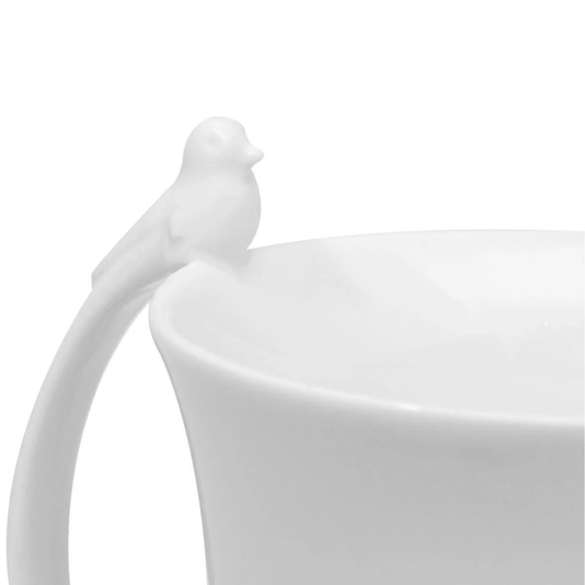 Caneca Porcelana Birds Branco 300ml Unidade - Wolff