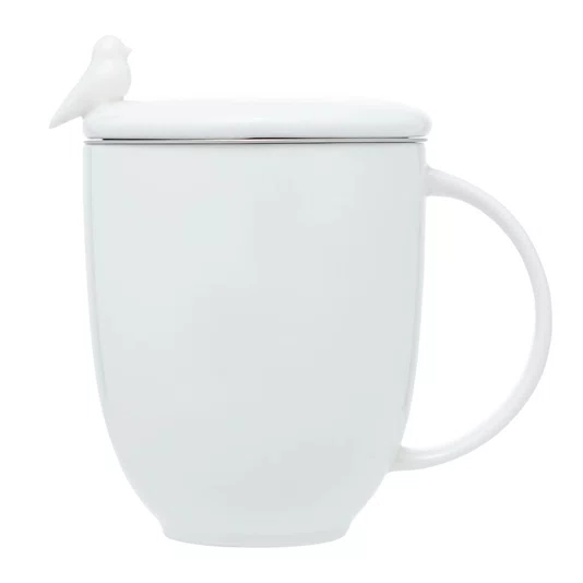Caneca Porcelana com Tampa Infusor Birds 350ml