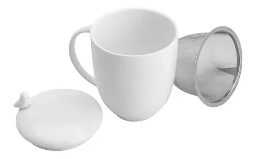 Caneca Porcelana com Tampa Infusor Birds 350ml