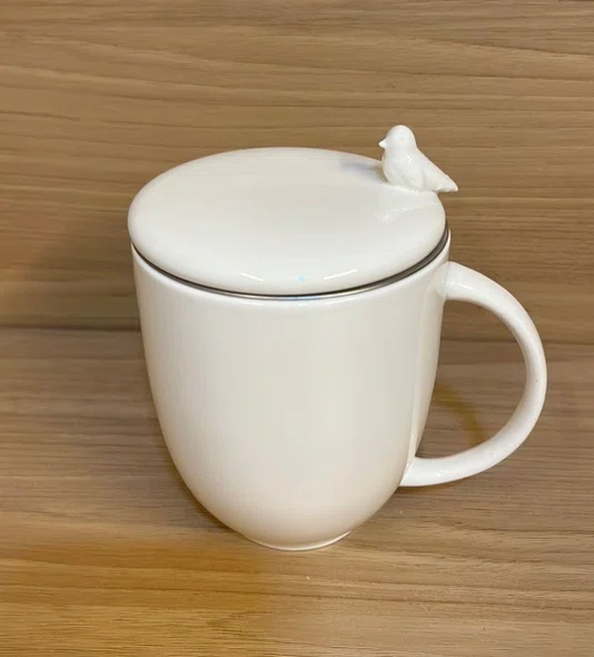 Caneca Porcelana com Tampa Infusor Birds 350ml