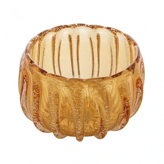 Centro de Mesa de Vidro Italy Ambar 22cm X 22 Cm
