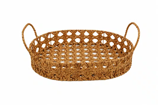 Cesta Oval com Alça Palha sintética 30x22x5cm - Tuut