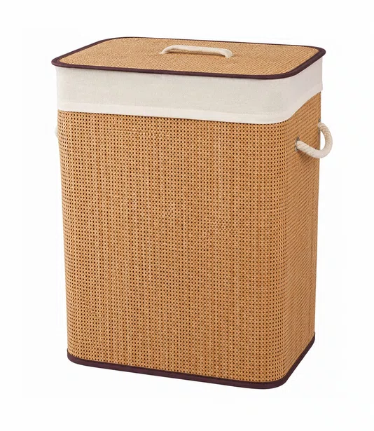 Cesto Duplo com Tampa Bambu Nature 52x32x62cm - Tuut