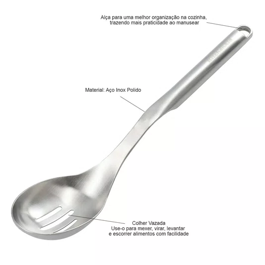 Colher Vazada Inox com Alça Premium - Kitchenaid