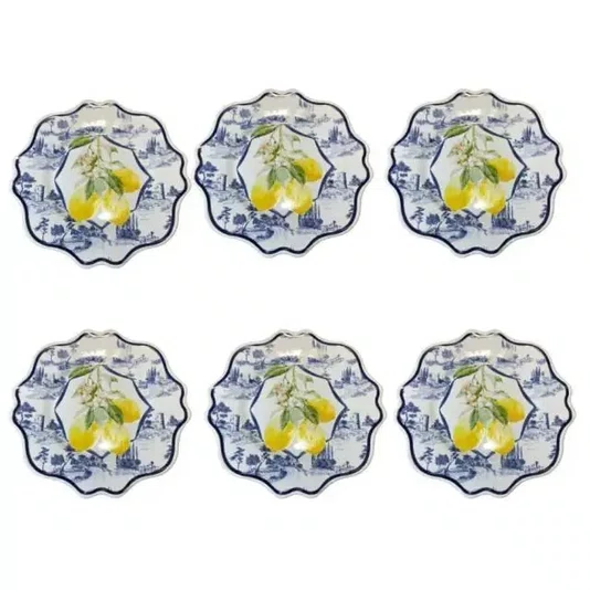 Conj. 6 Pratos Sobremesa Coup Azul Ana Capri - Scalla