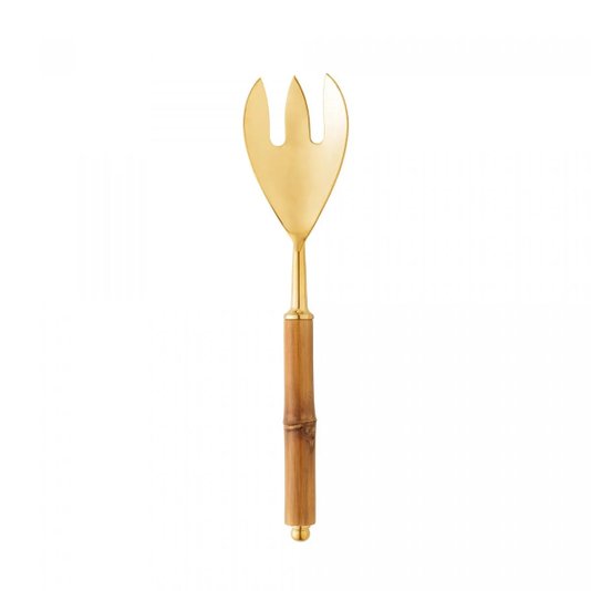 Conjunto 2 Peças para Salada de Aço Inox com Cabo de Bambu Dourado - Wolff