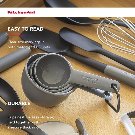 Conjunto 4 Xícaras Medidoras Confeitaria Cinza - Kitchenaid