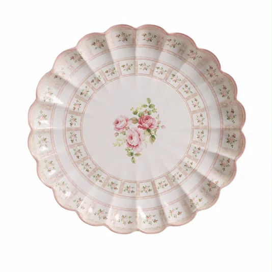 Conjunto 5 Pratos Raso Relevado Rosas Vo Dulce - Scalla