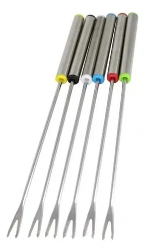 Conjunto 6 Garfos Para Fondue Inox - Detalhes Coloridos - Mimo Style