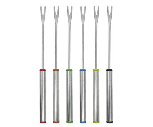 Conjunto 6 Garfos Para Fondue Inox - Detalhes Coloridos - Mimo Style