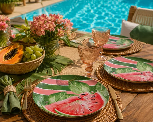 Conjunto 6 Pratos Sobremesa Frutas Melancia - Scalla