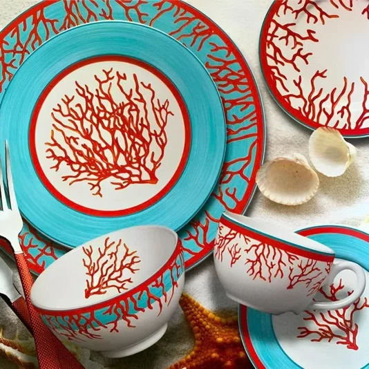 Conjunto 6 Pratos Sobremesa Reto Coral - Scalla