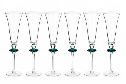 Conjunto 6 Taças Diamond Champanhe 1 Diamante Cristal - In Casa